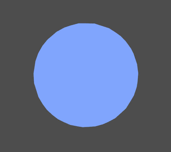 Blue unlit sphere in Unity engine.
